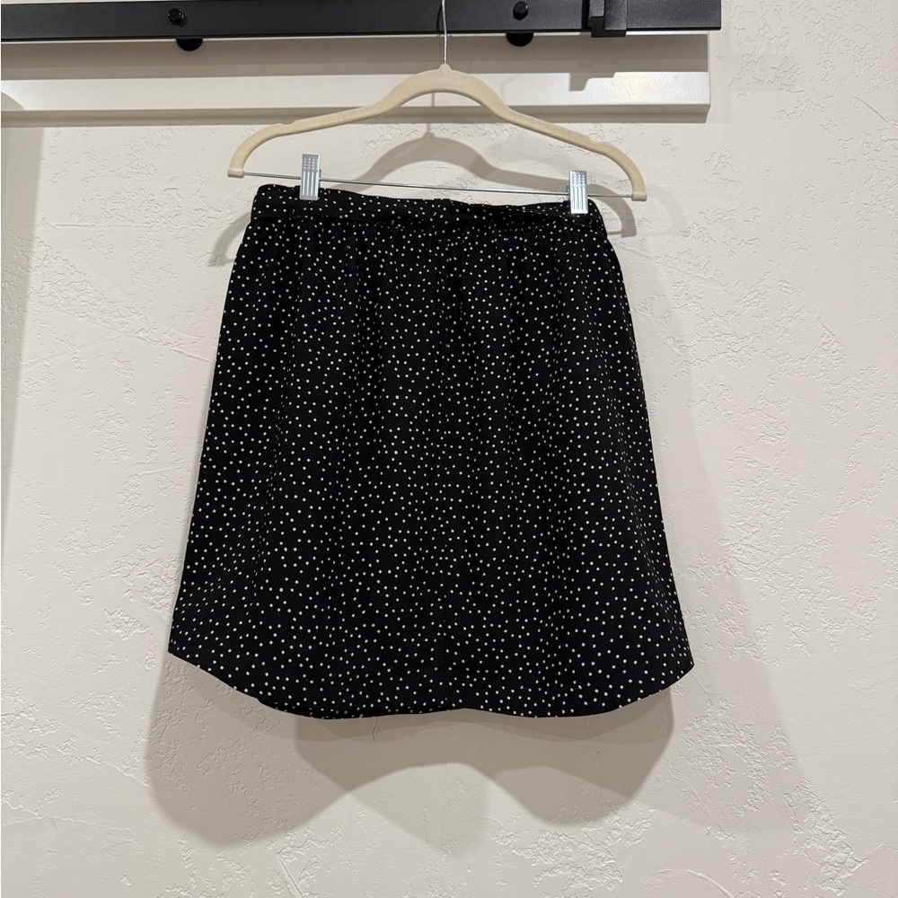 LOFT OUTLET Black and White Polka Dot Mini Skirt with Belt Detail Size Small